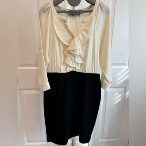 Ann Taylor Loft Women's Ruffled Dress sz 4P Petites wool midi work dress